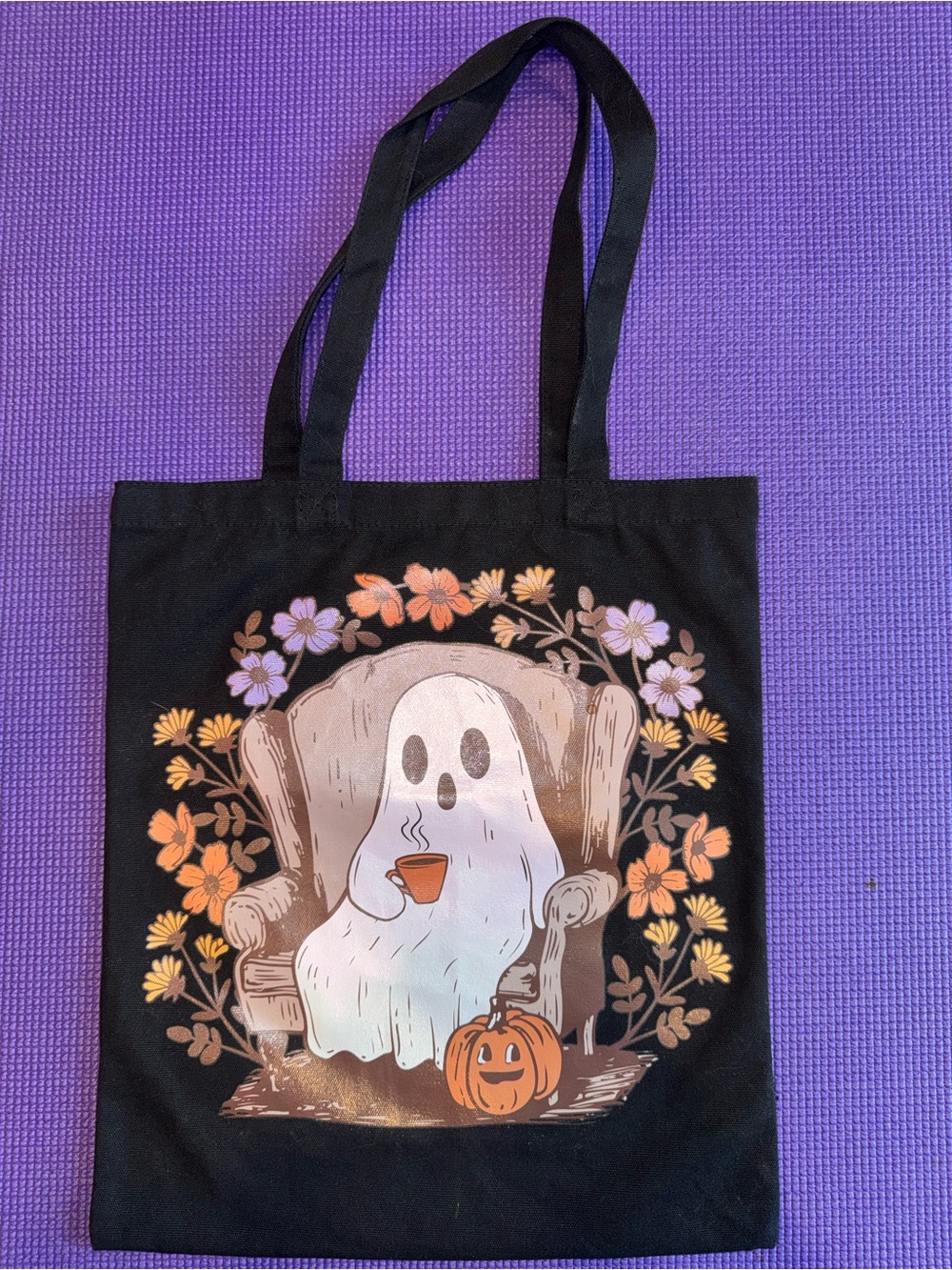 Black Halloween Ghost Tote Bag